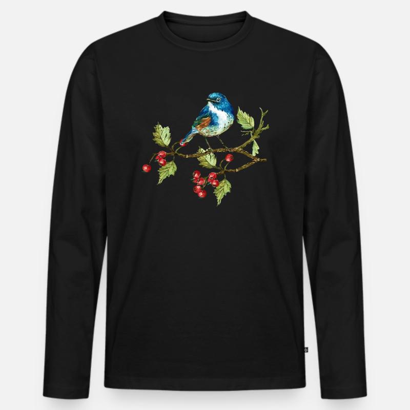 Bunter Vogel - Männer Premium Bio Langarmshirt - Schwarz