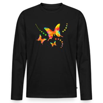 Bunte Schmetterlinge Schmetterling bunt Sommer süß - Männer Premium Bio Langarmshirt - Schwarz - Vorne - Nico (187cm)