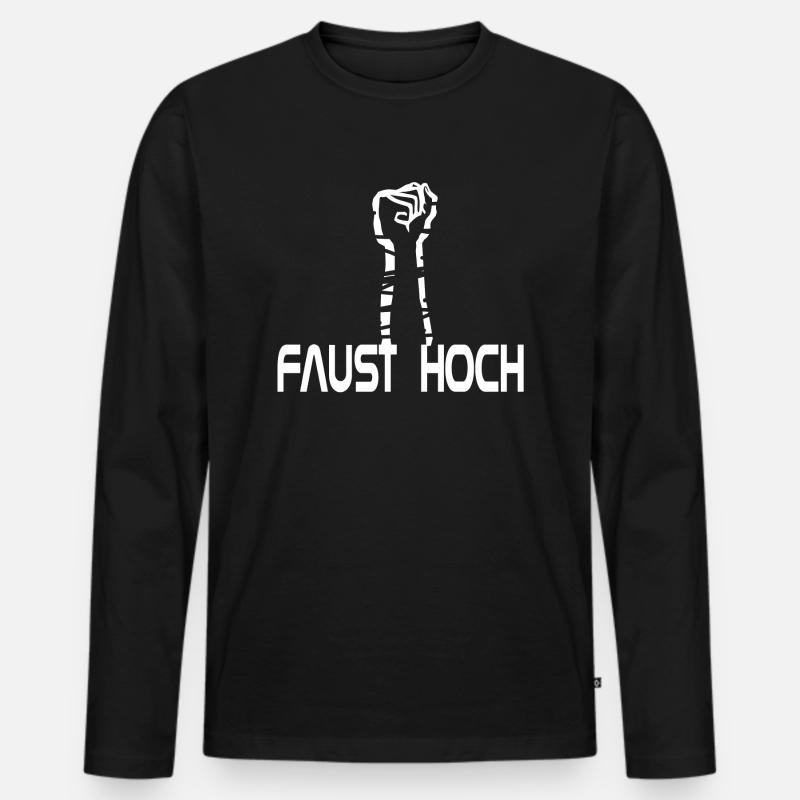 Faust hoch - Männer Premium Bio Langarmshirt - Schwarz
