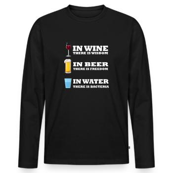 in wine Funny t-shirts beer and wine - Men's Premium Organic Long Sleeve Shirt - black - Front - Nico (187cm)