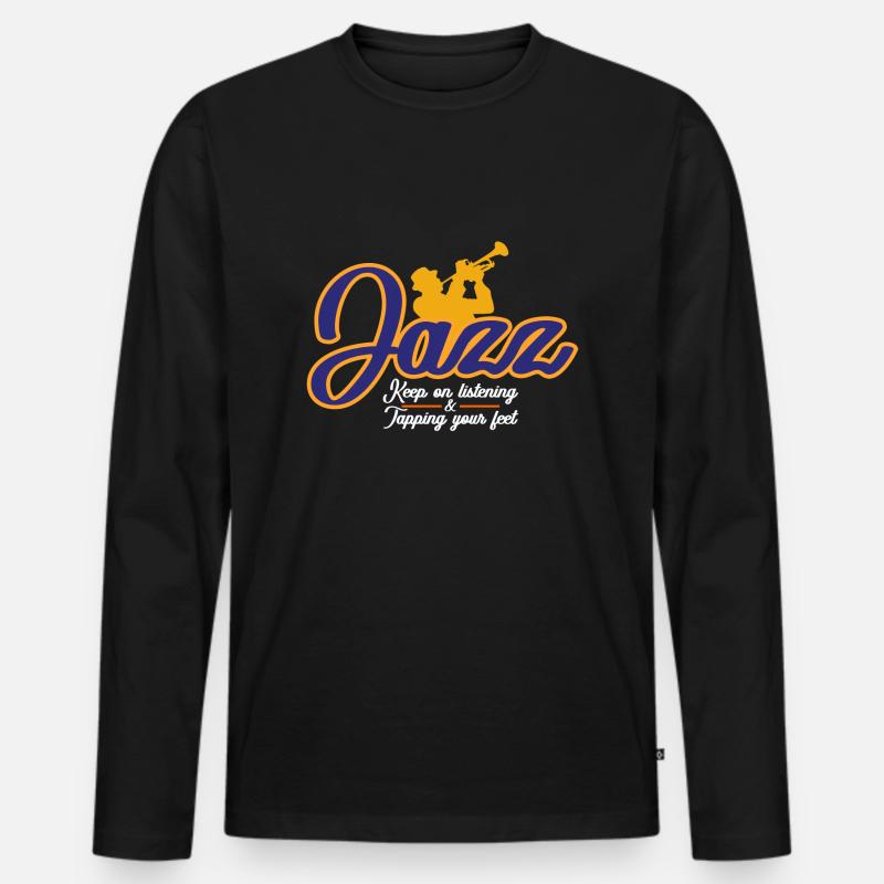 Jazz - Männer Premium Bio Langarmshirt - Schwarz