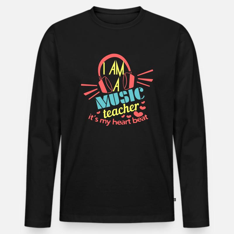 Musik Lehrer Spruch - Männer Premium Bio Langarmshirt - Schwarz