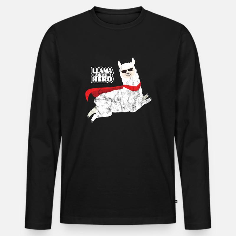 Super Lama - Männer Premium Bio Langarmshirt - Schwarz