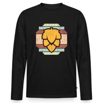 Beer barley coat of arms - Men's Premium Organic Long Sleeve Shirt - black - Front - Nico (187cm)