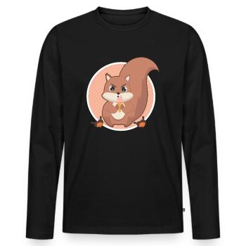 Un écureuil lèche la glace - T-shirt manches longues Premium bio Homme - noir - Devant - Nico (187cm)
