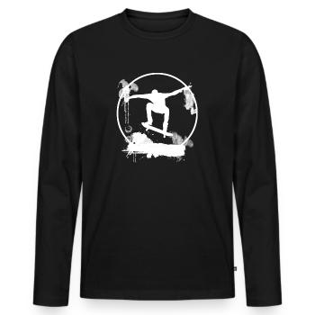 Skateboard Love Love White - Men's Premium Organic Long Sleeve Shirt - black - Front - Nico (187cm)