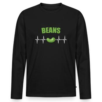 haricots - T-shirt manches longues Premium bio Homme - noir - Devant - Nico (187cm)