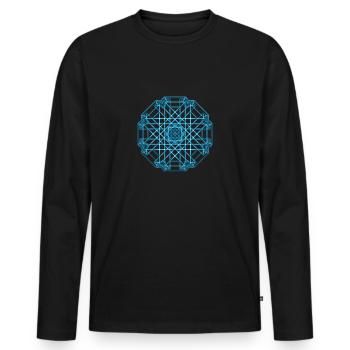 Celtic blue mandala - Men's Premium Organic Long Sleeve Shirt - black - Front - Nico (187cm)