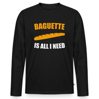 baguette - Men's Premium Organic Long Sleeve Shirt - black - Front - Nico (187cm)