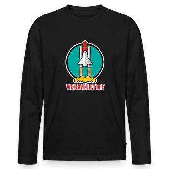 Space Space Shuttle Have lift off ladies mens - Men's Premium Organic Long Sleeve Shirt - black - Front - Nico (187cm)