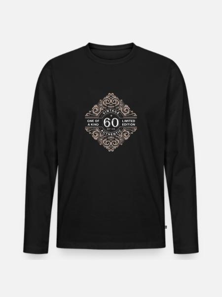 60th birthday - Men's Premium Organic Long Sleeve Shirt - black