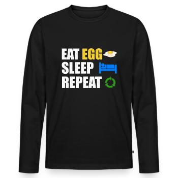 Ei - Männer Premium Bio Langarmshirt - Schwarz - Vorne - Nico (187cm)