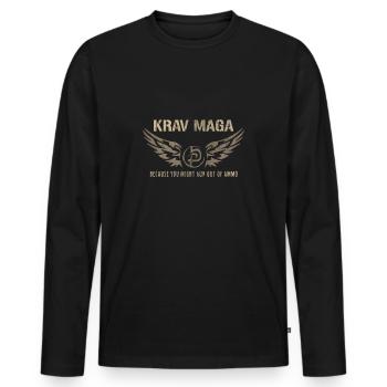 Krav Maga Self-Defense Martial Arts From Israel - Men's Premium Organic Long Sleeve Shirt - black - Front - Nico (187cm)