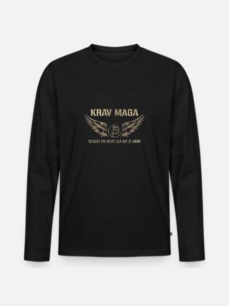 Krav Maga Samoobrona Sztuki Walki Z Izraela - Ekologiczna męska koszulka z długim rękawem Premium - czarny