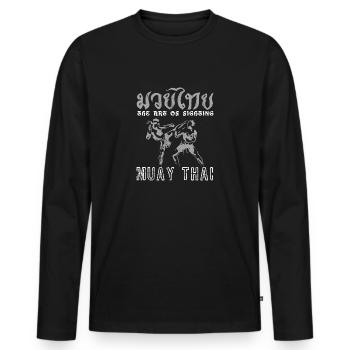Muay Thai Arts Martiaux Boxe Thaï MMA Combat Sport - T-shirt manches longues Premium bio Homme - noir - Devant - Nico (187cm)
