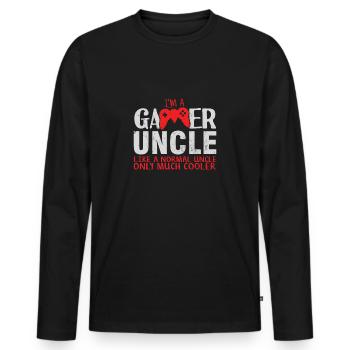 Gamer Uncle - Cooler Zocker Onkel - Fun Funcle - Männer Premium Bio Langarmshirt - Schwarz - Vorne - Nico (187cm)