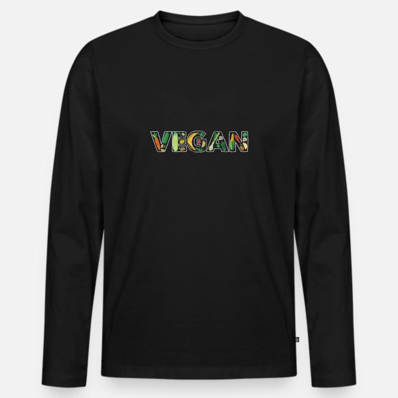 Vegan - Männer Premium Bio Langarmshirt - Schwarz