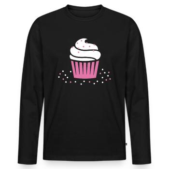 Cupcake - Men's Premium Organic Long Sleeve Shirt - black - Front - Nico (187cm)