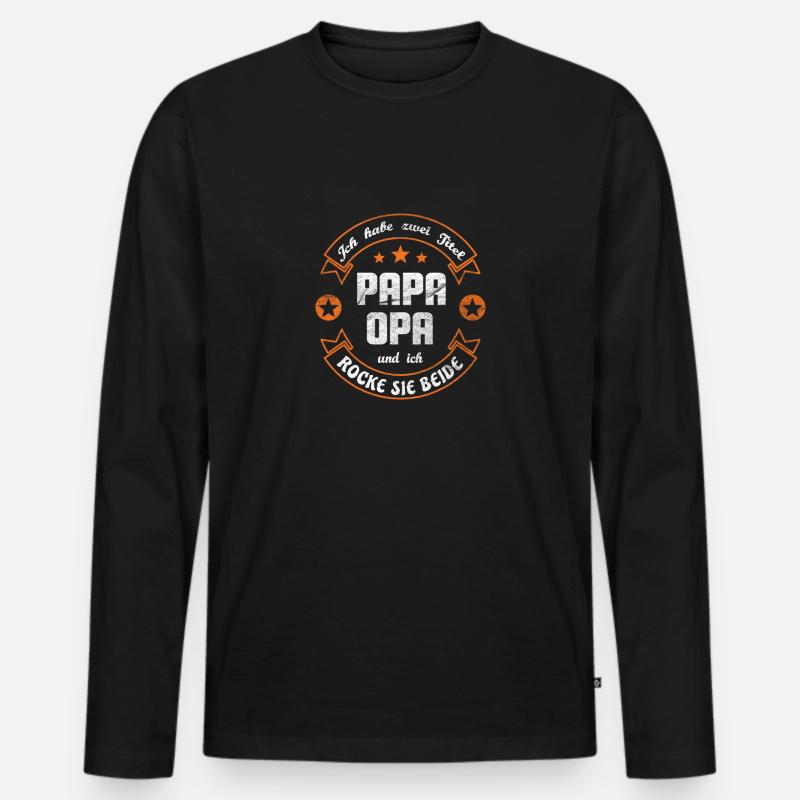 Papa Opa - Männer Premium Bio Langarmshirt - Schwarz