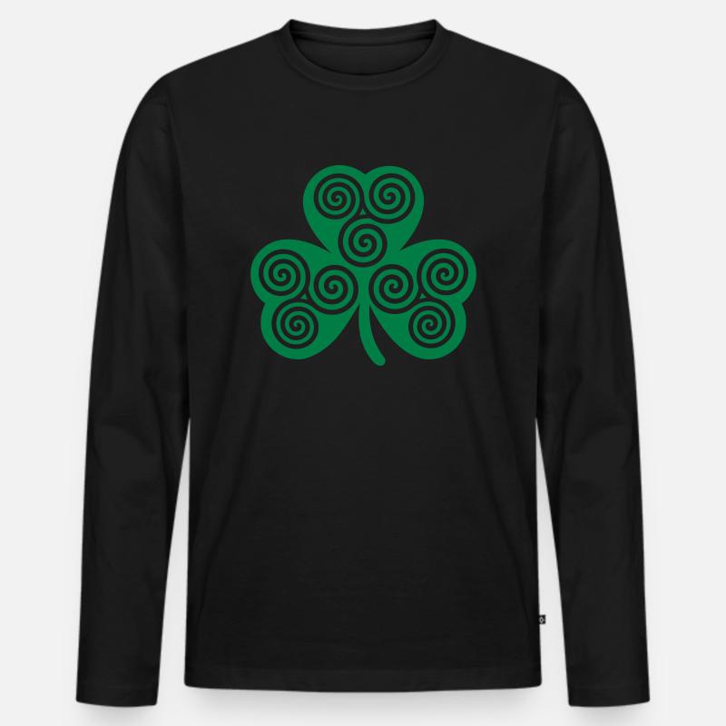 Kleeblatt - Männer Premium Bio Langarmshirt - Schwarz
