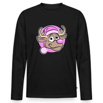 Christmas in Pink - Reindeer in Pink - Men's Premium Organic Long Sleeve Shirt - black - Front - Nico (187cm)