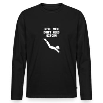 Real men do not need oxygen - Men's Premium Organic Long Sleeve Shirt - black - Front - Nico (187cm)