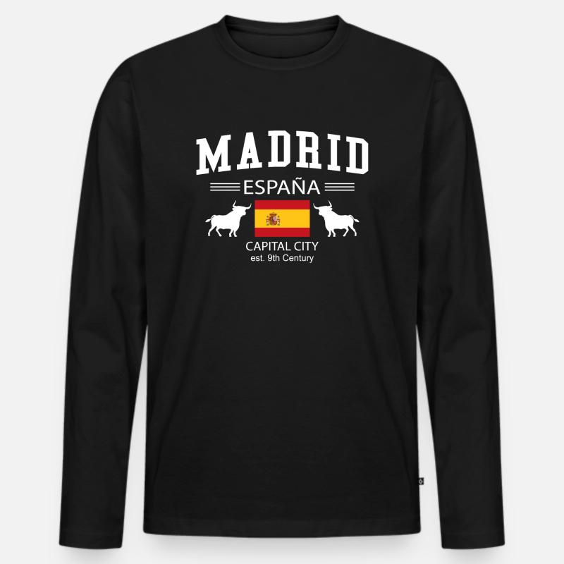Madrid - Männer Premium Bio Langarmshirt - Schwarz