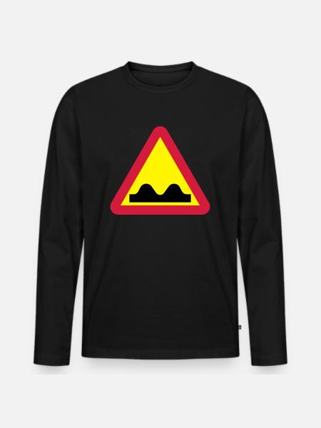 Waarschuwingssein voor hobbelige weg - Mannen Premium Bio shirt met lange mouwen - zwart
