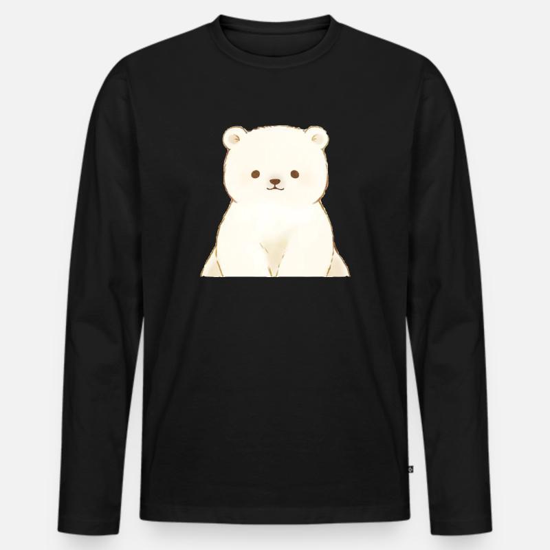 Cute Bear - Männer Premium Bio Langarmshirt - Schwarz