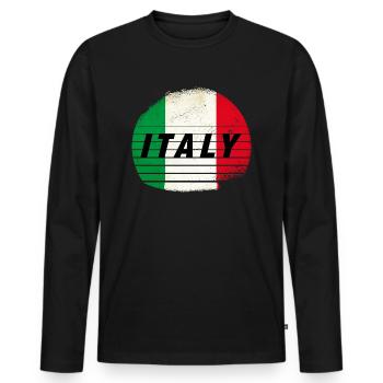 ITALY, ITALIA, ITALY - Men's Premium Organic Long Sleeve Shirt - black - Front - Nico (187cm)