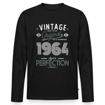 1964 vintage original gift birthday 58 years - Men's Premium Organic Long Sleeve Shirt - black - Front - Nico (187cm)
