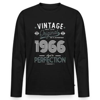 1966 Vintage Original Geschenk Geburtstag 56 Jahre - Männer Premium Bio Langarmshirt - Schwarz - Vorne - Nico (187cm)