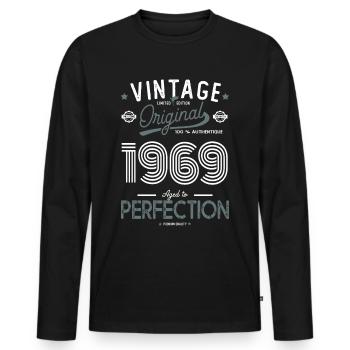 1969 vintage original gift birthday 52 years - Men's Premium Organic Long Sleeve Shirt - black - Front - Nico (187cm)