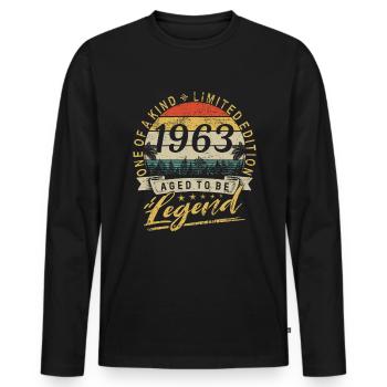 Limited Edition Geburtsjahr 1963 Geburtstag Retro - Männer Premium Bio Langarmshirt - Schwarz - Vorne - Nico (187cm)
