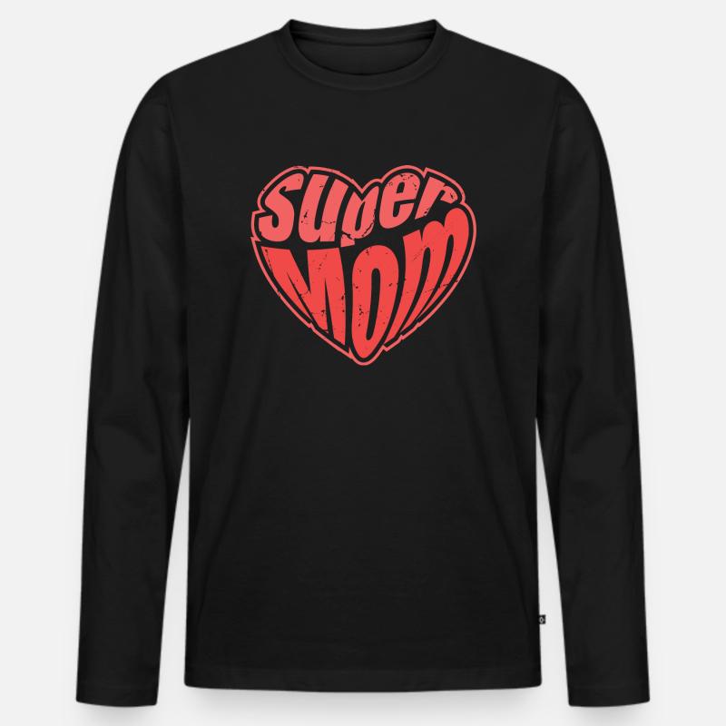Supermom Mama Muttertag Hero - Männer Premium Bio Langarmshirt - Schwarz