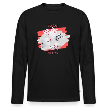 Poker All in - T-shirt manches longues Premium bio Homme - noir - Devant - Nico (187cm)