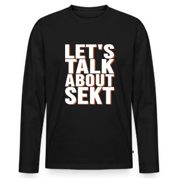 let's talkabout sekt - Männer Premium Bio Langarmshirt - Schwarz - Vorne - Nico (187cm)