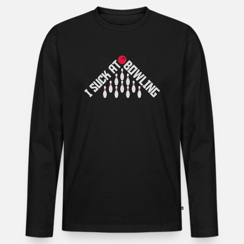 I suck at bowling - Männer Premium Bio Langarmshirt - Schwarz