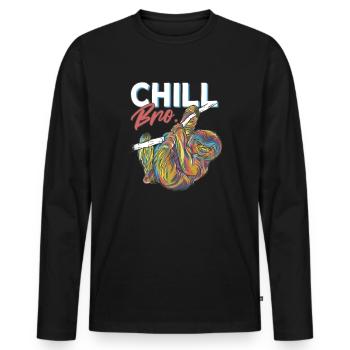 Sloth Chill Bro C’est comme ça - T-shirt manches longues Premium bio Homme - noir - Devant - Nico (187cm)