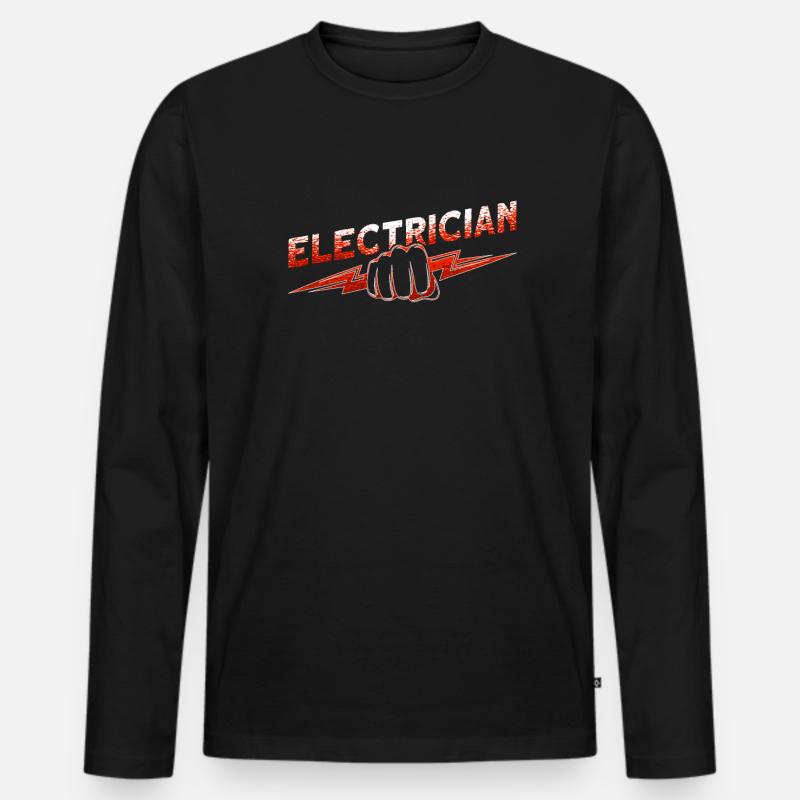 Lustiger Elektrischer Arbeiter-schädel - Männer Premium Bio Langarmshirt - Schwarz