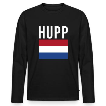 Hupp Holland Netherlands - Men's Premium Organic Long Sleeve Shirt - black - Front - Nico (187cm)