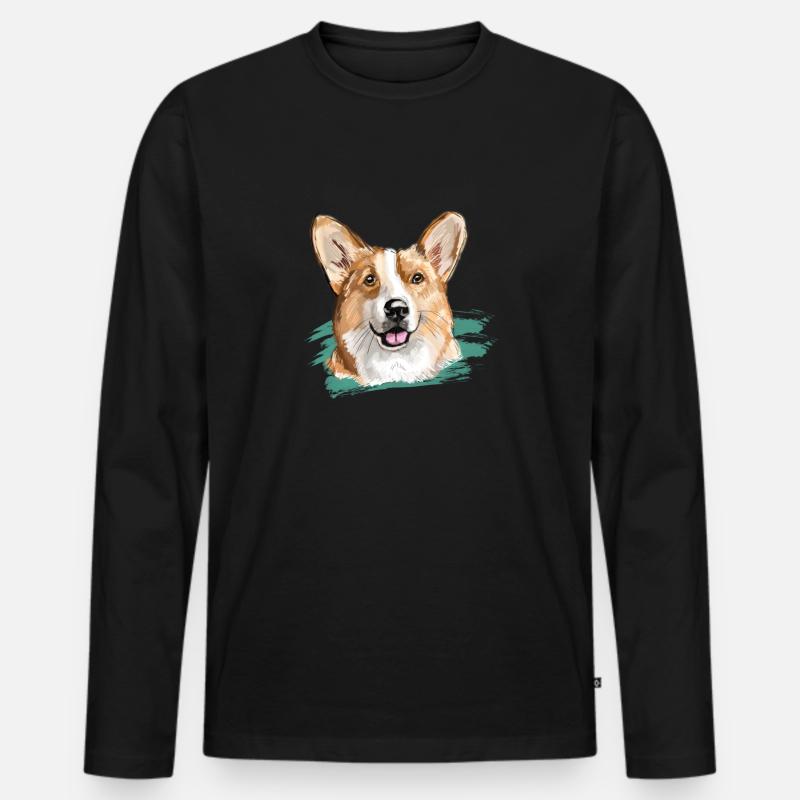 corgi - Männer Premium Bio Langarmshirt - Schwarz