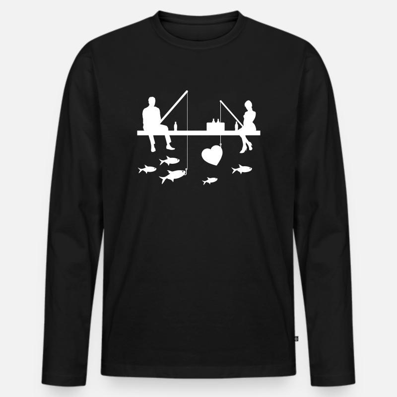 Angeln - Männer Premium Bio Langarmshirt - Schwarz