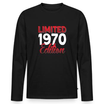 Vintage 1970 Retro Bitrthday Limited Edition - Men's Premium Organic Long Sleeve Shirt - black - Front - Nico (187cm)