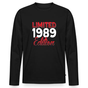 Vintage 1989 Retro Bitrthday Limited Edition - Men's Premium Organic Long Sleeve Shirt - black - Front - Nico (187cm)