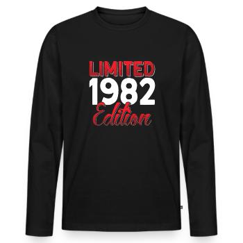Born 1982 Retro 41st Birthday Limited - Men's Premium Organic Long Sleeve Shirt - black - Front - Nico (187cm)