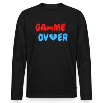 Fin du jeu - T-shirt manches longues Premium bio Homme - noir - Devant - Nico (187cm)
