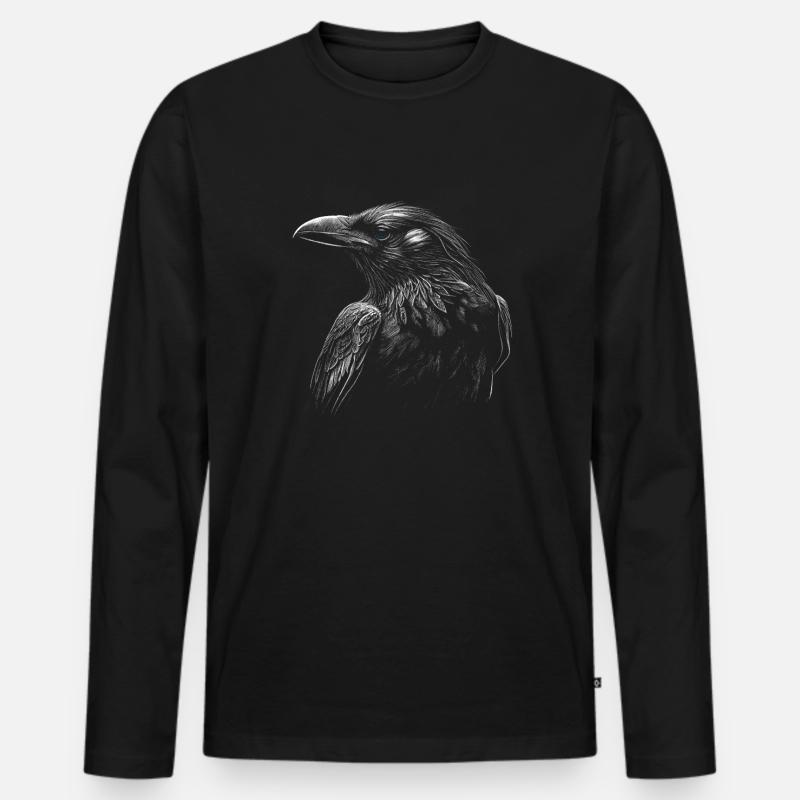 Gothic Moon Black Crow - Männer Premium Bio Langarmshirt - Schwarz