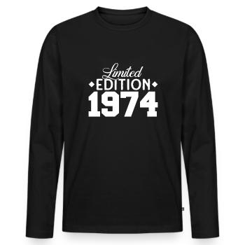 Vintage 1974 Retro Bitrthday Limited Edition - Men's Premium Organic Long Sleeve Shirt - black - Front - Nico (187cm)