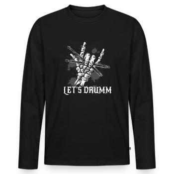 Ce design musical est pour les batteurs - T-shirt manches longues Premium bio Homme - noir - Devant - Nico (187cm)